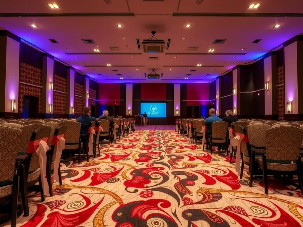 Cozy event hall with relaxed seating arrangement and flowing pathways, ensuring smooth guest movement, high quality, professional photography