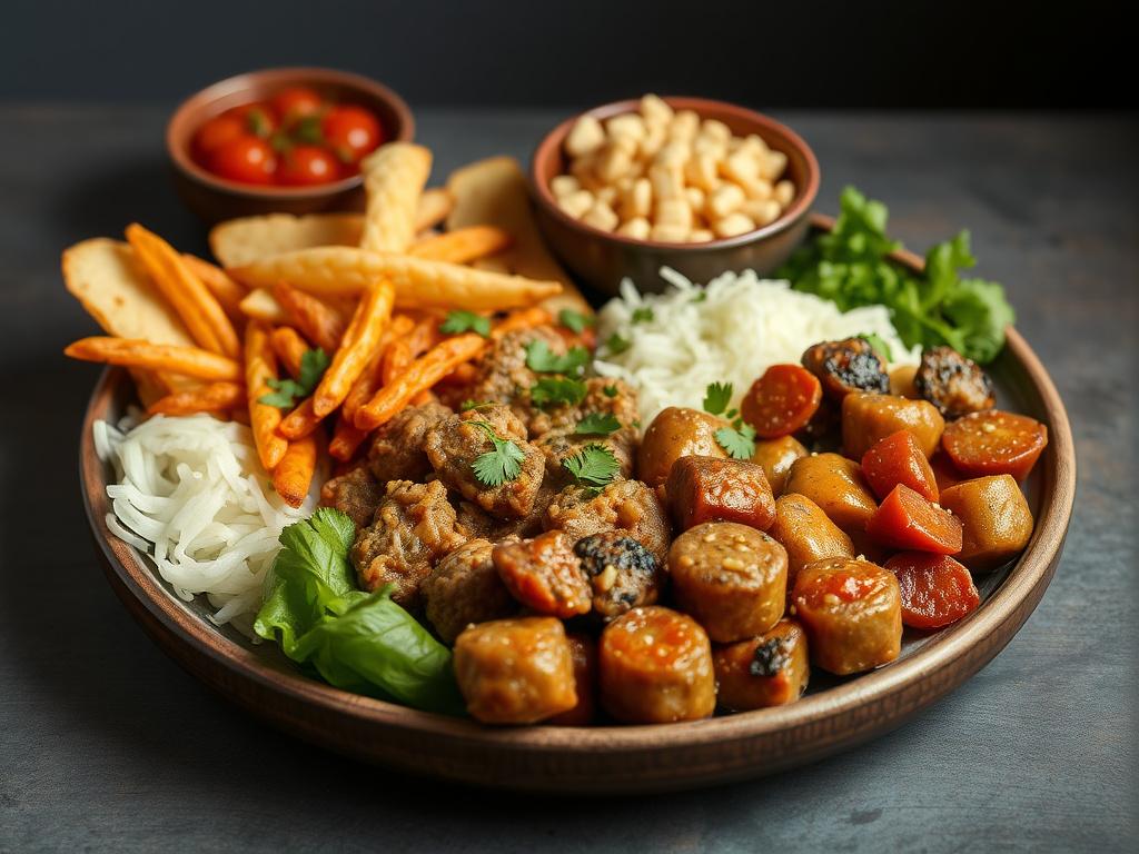 Iraqi cuisine with masgouf, dolma, fusion of authenticity and innovation, reflective of Mesopotamian cooking traditions